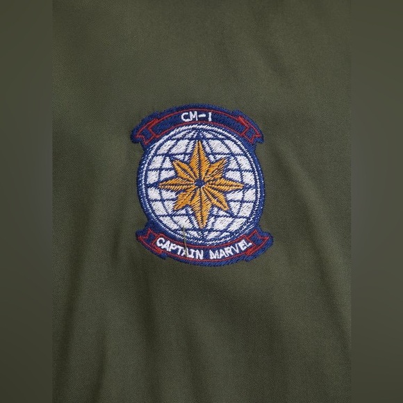 Her Universe Captain Marvel Olive Patchwork Shirt Dress NWT Size L 12 - Picture 11 of 15